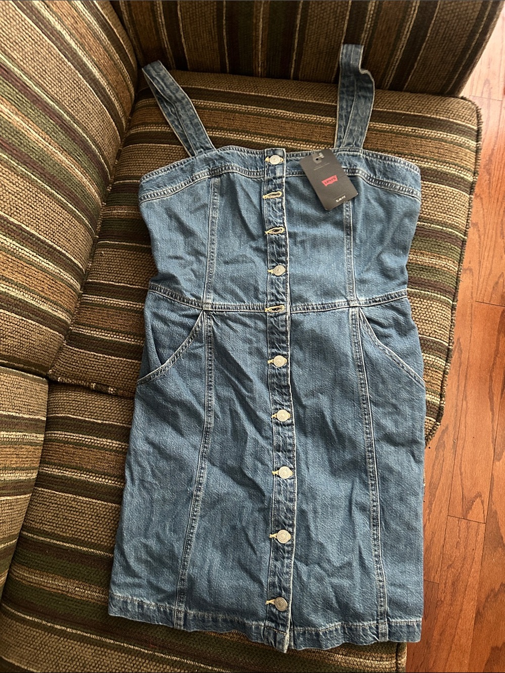 LEVIS Light Blue Denim Button-Front Mini Dress